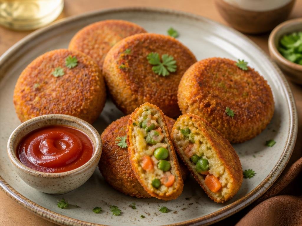 Mix Veg Pattie — A fine blend of vegetables and bread crumb.