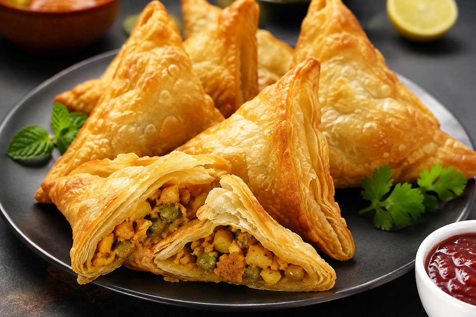 Patti Samosa — Crispy and crunchy pastry stuffed with spicy vegetable filling.